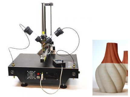 3D-принтер LUTUM и пример изделия из глины