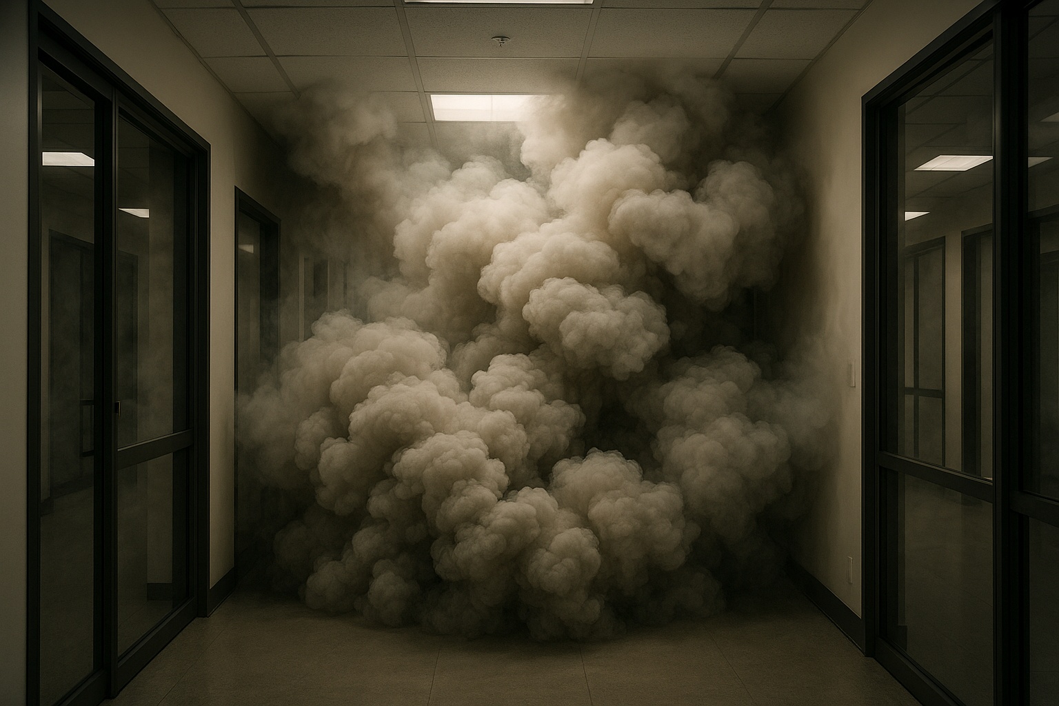 дым в здании