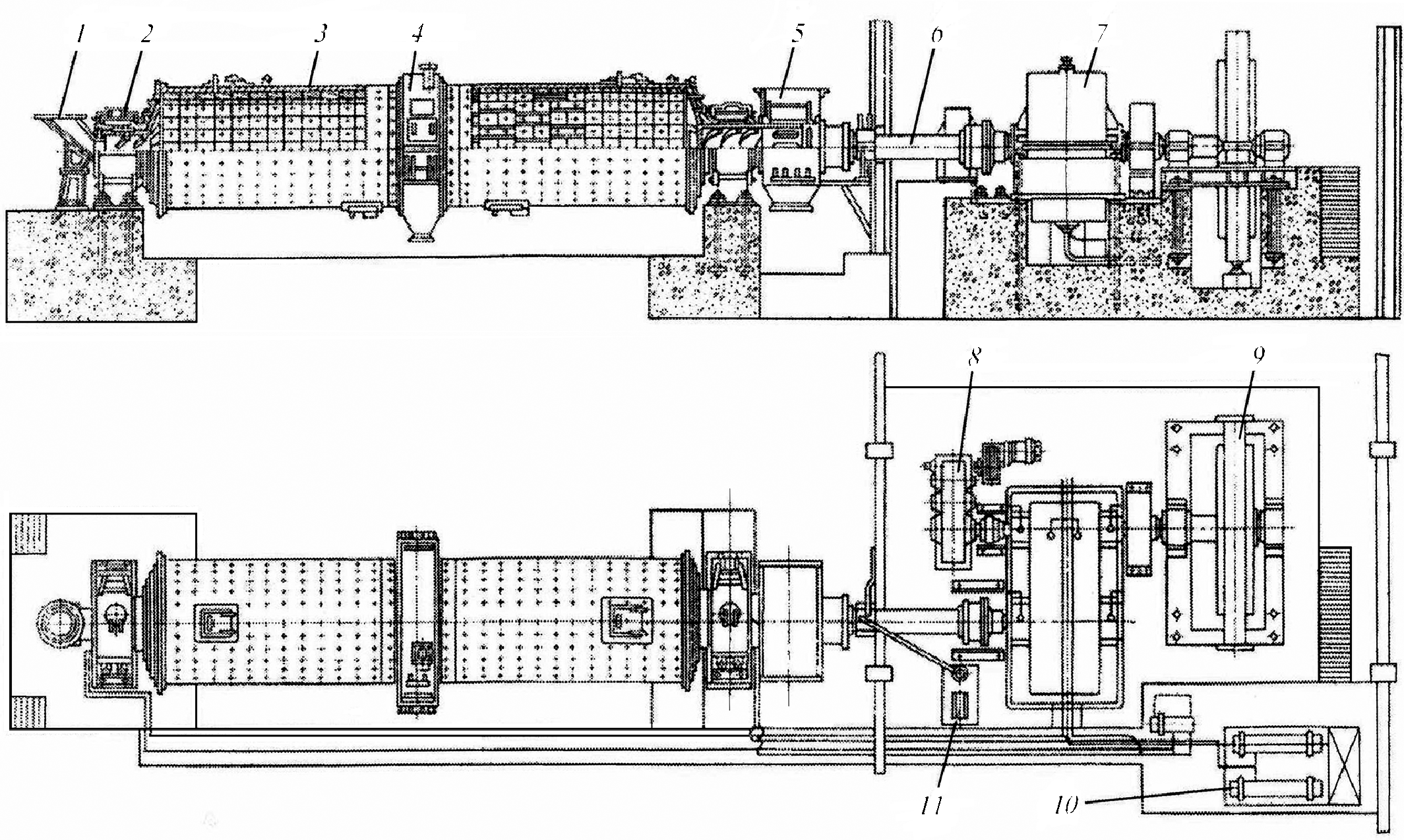 Схема двухкамерной трубной мельницы 