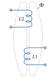 Схема из двух взаимосвязанных катушек индуктивности 