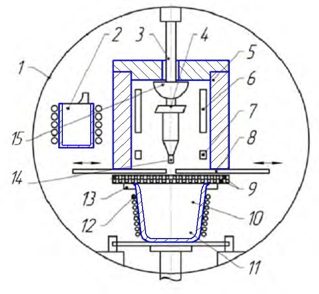 Схема установки для литья монокристаллических лопаток