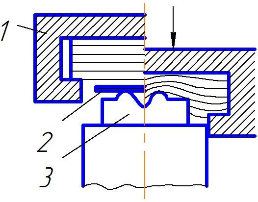 Схема вытяжки резиновой подушкой (пуансоном)