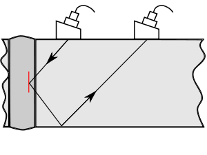 Вертикально ориентированная трещина, выявляемая зеркальным методом
