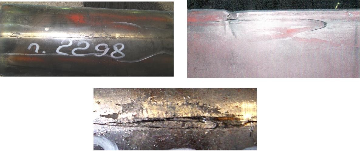 Дефекты поверхности металла труб - раскатанная трещина