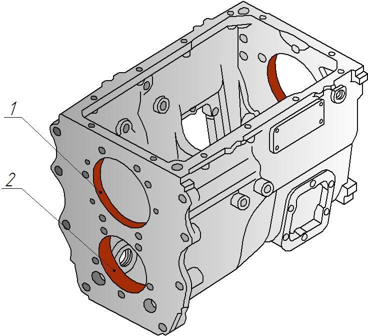 Корпус коробки передач автомобиля КАМАЗ, восстановленный ПКМ на основе эластомера Ф-40С