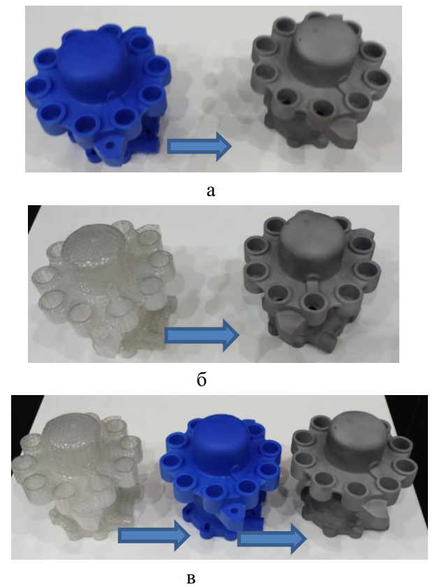 Методы получения металлической отливки, используя синтезированную восковую модель, Quick-cast модель, выращенную мастер-модель и восковку, полученную в силиконовой форме
