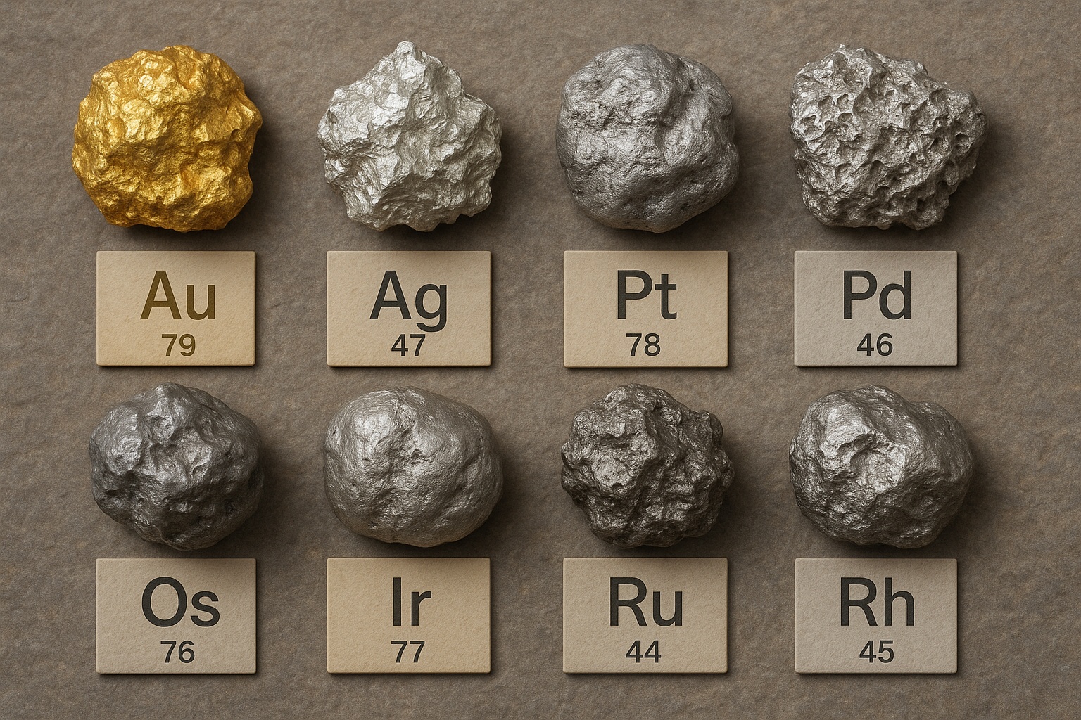 образцы драгоценных металлов