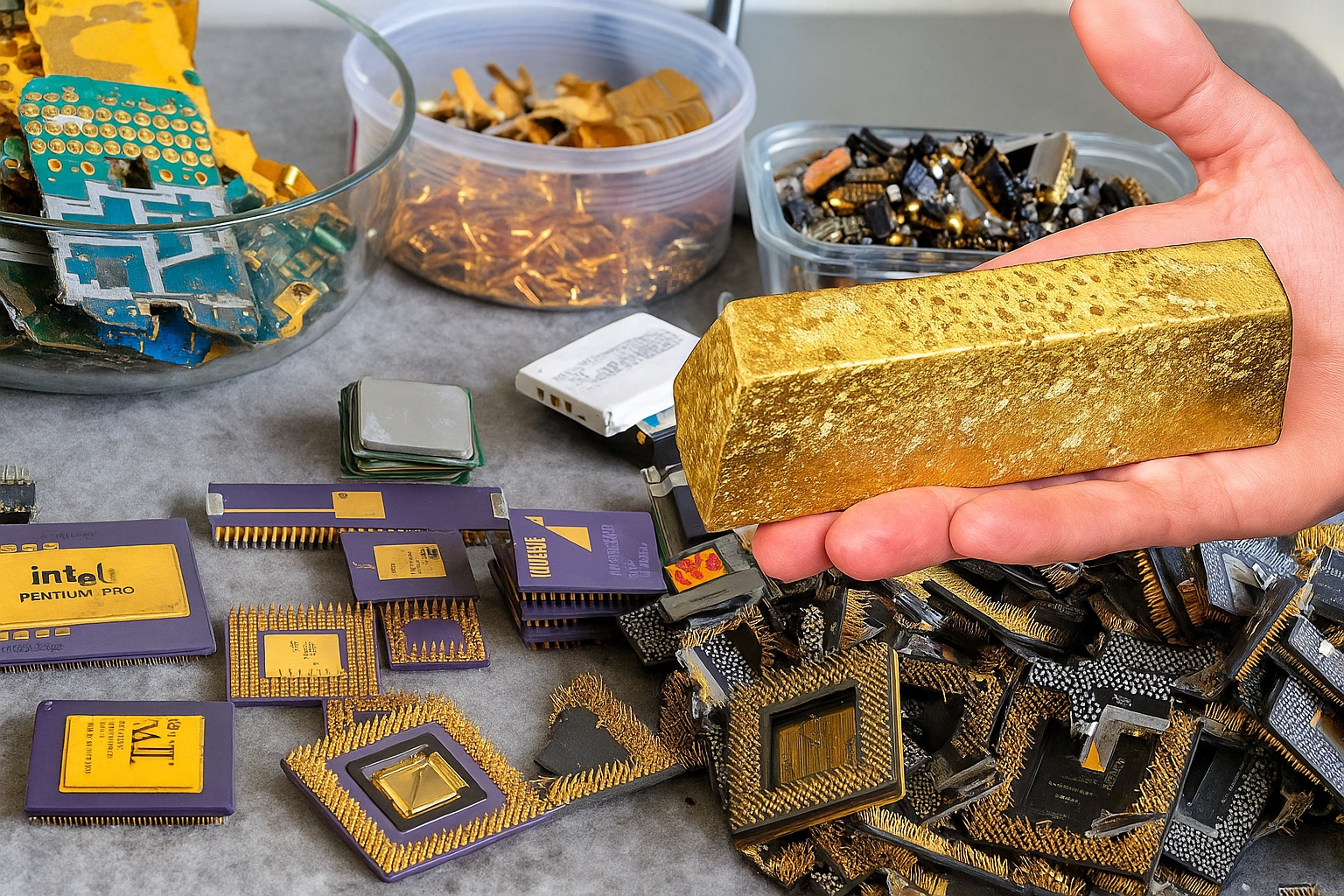 золото из компонентов электронных устройств полученное методом аффинажа