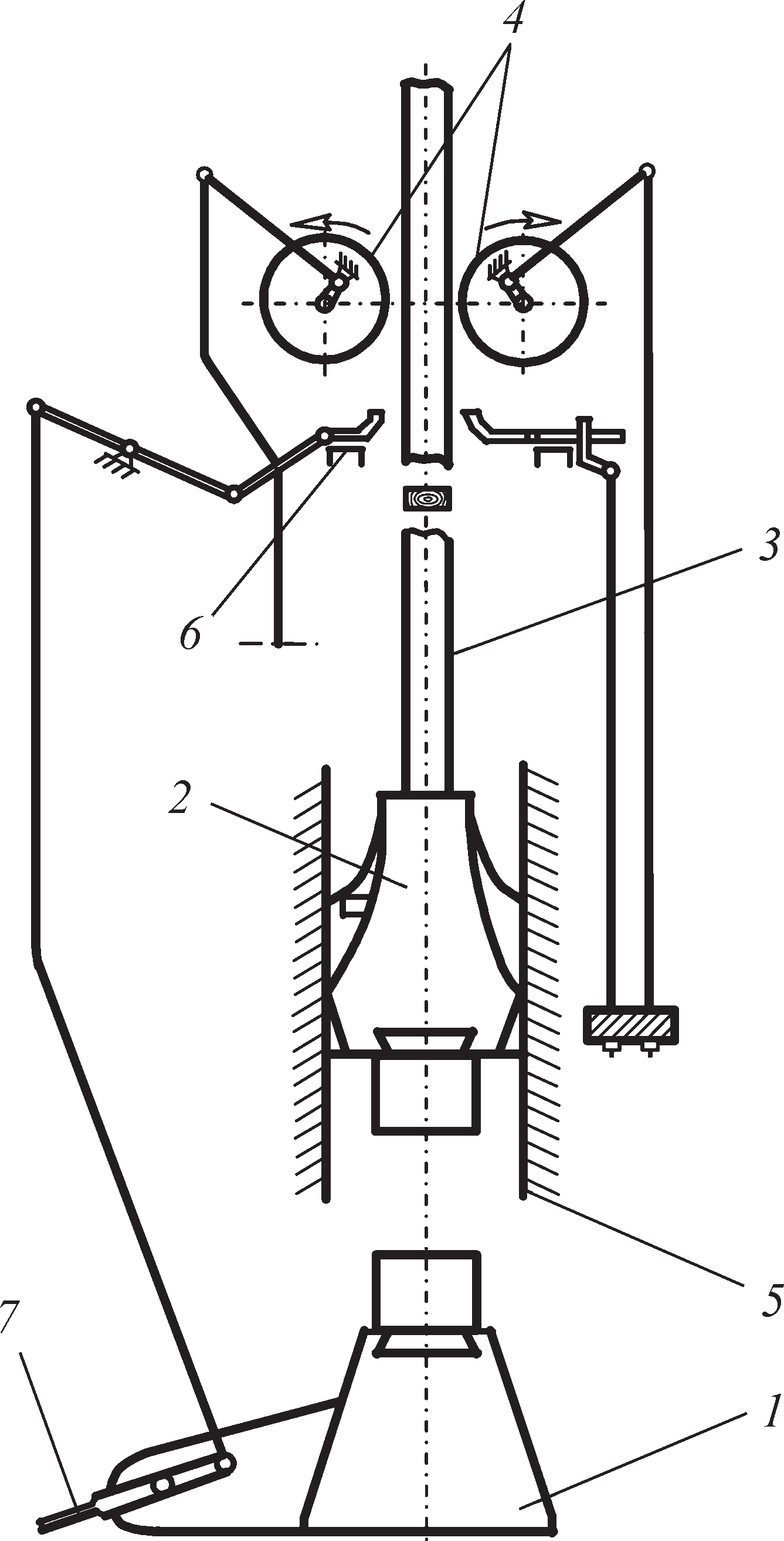 Кинематическая схема фрикционного молота с доской