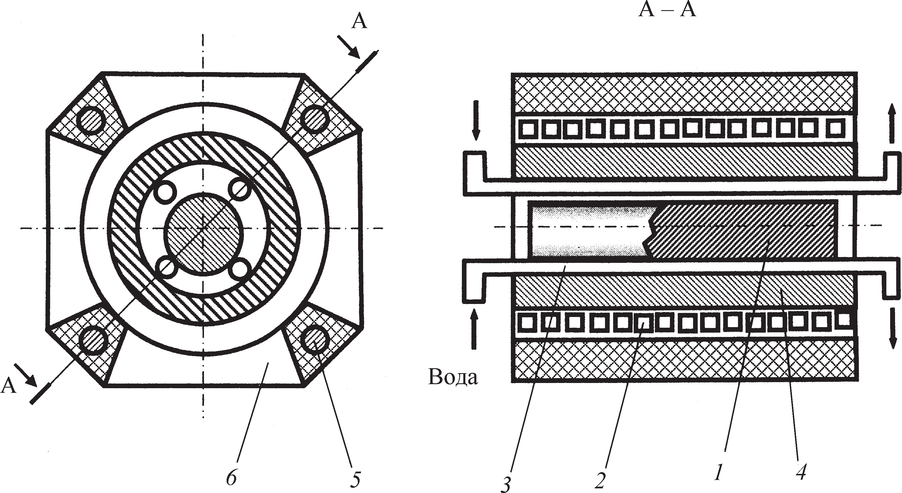 Схема индуктора для нагрева цилиндрических заготовок