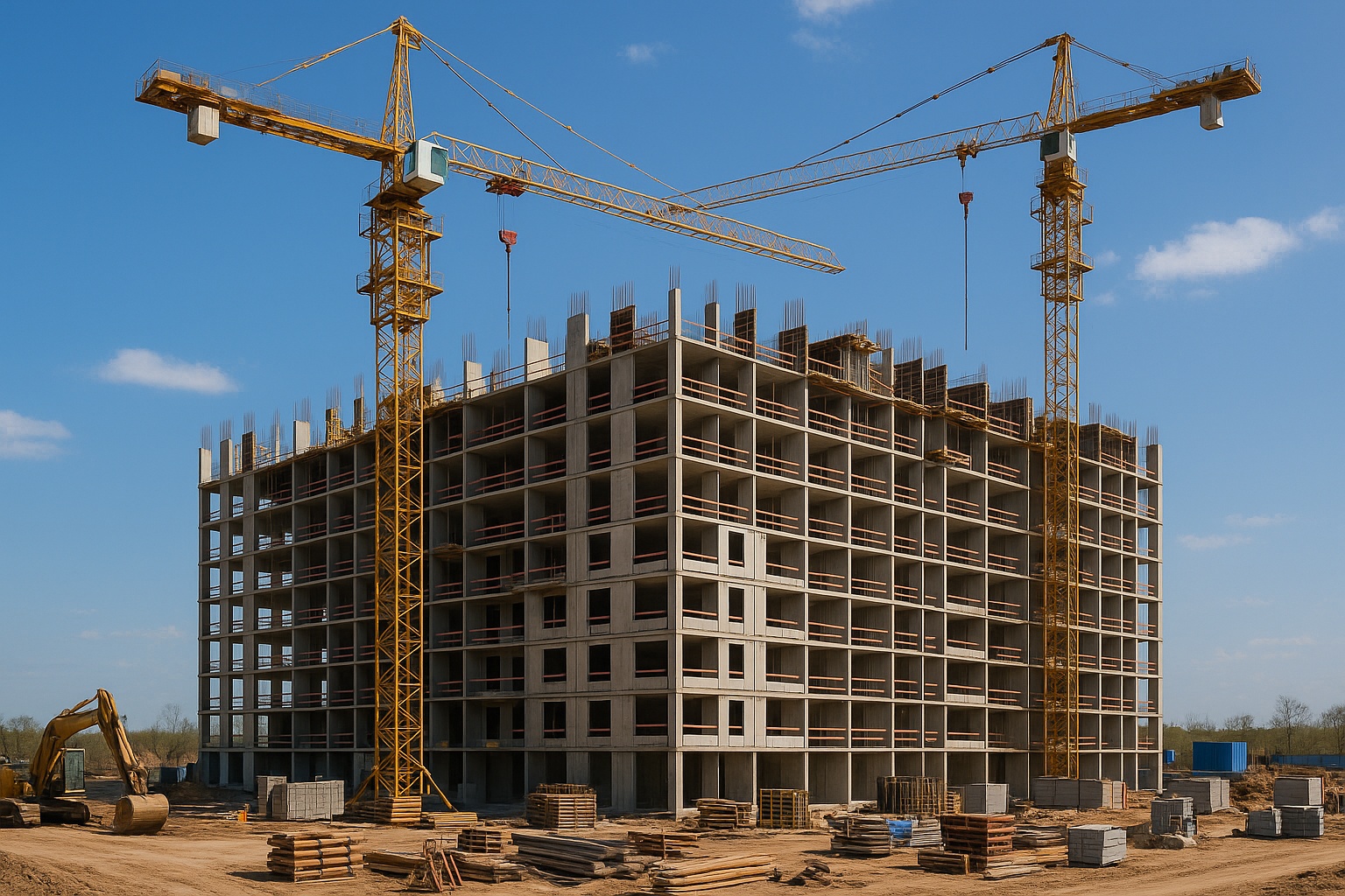 Строительство каркасно-панельного здания