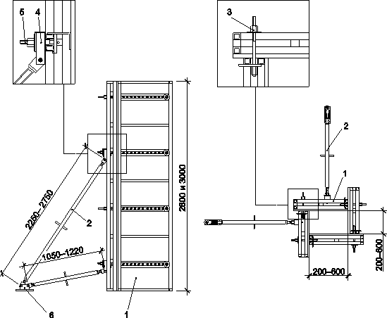 Схема установки веерной опалубки колонн