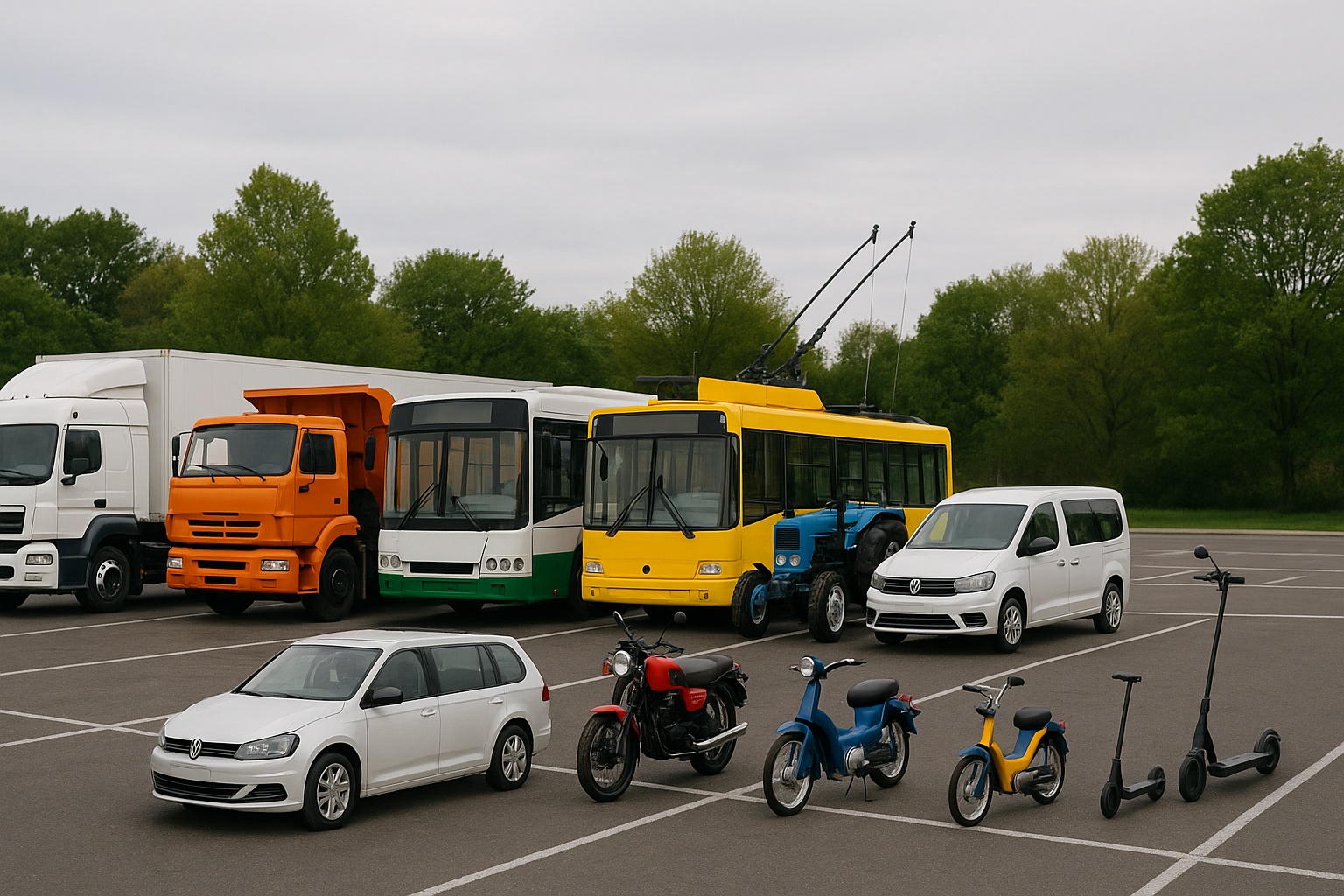 транспортные средства различных категорий и типов