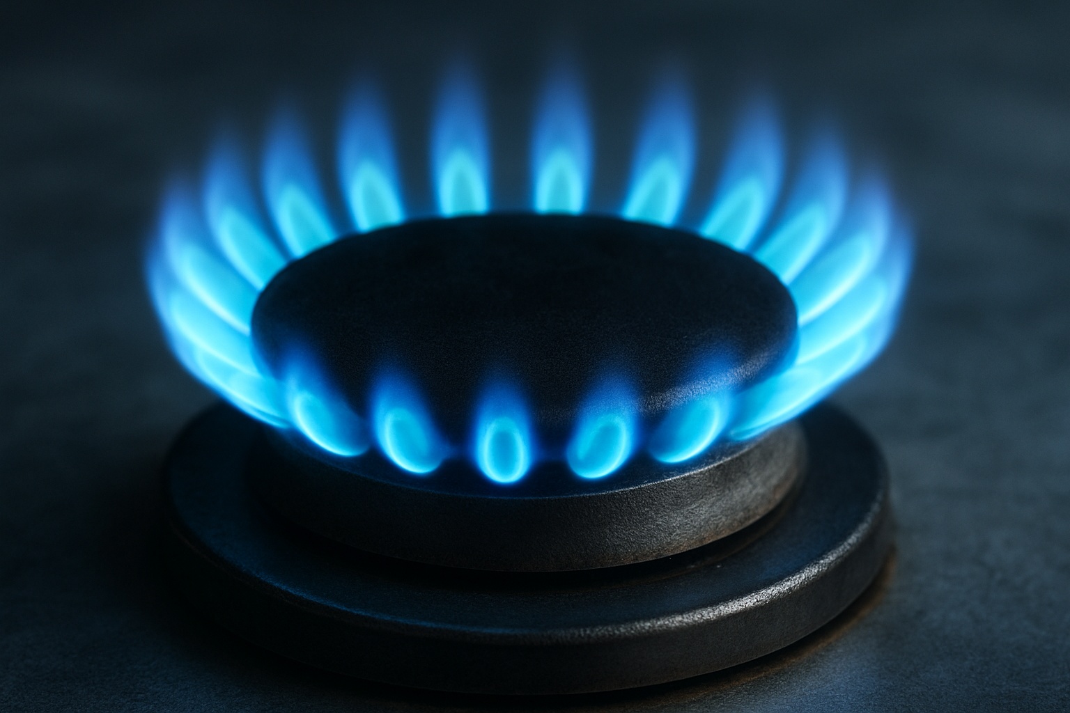 синее пламя горящего газа