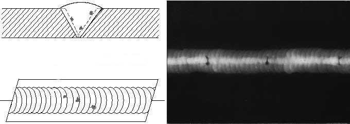 Изображение шлаковых включений на радиографической пленке