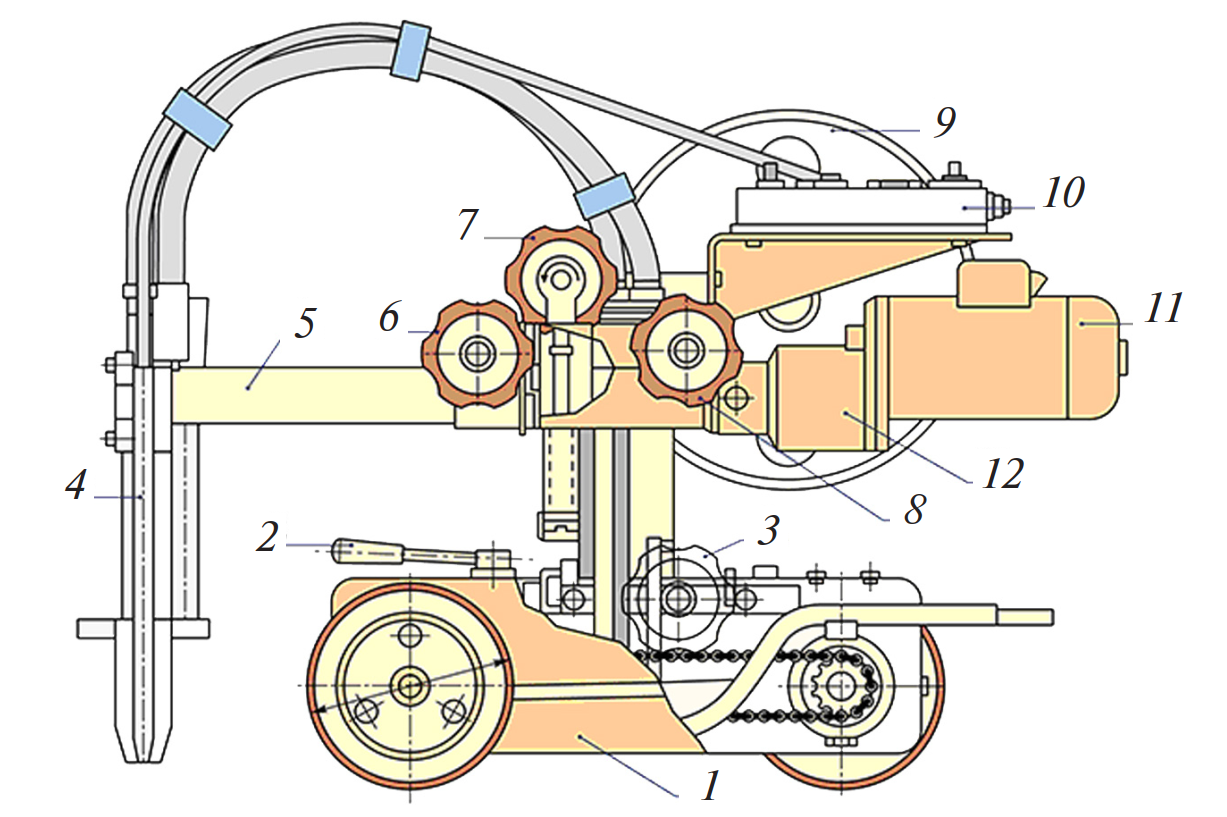 Схема сварочного трактора АДПГ-500 рельсового типа