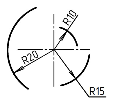 размерное число при нанесении размера радиуса
