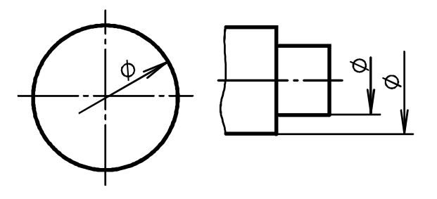 размерные линии при указании диаметра окружности, изображенной полностью или частично